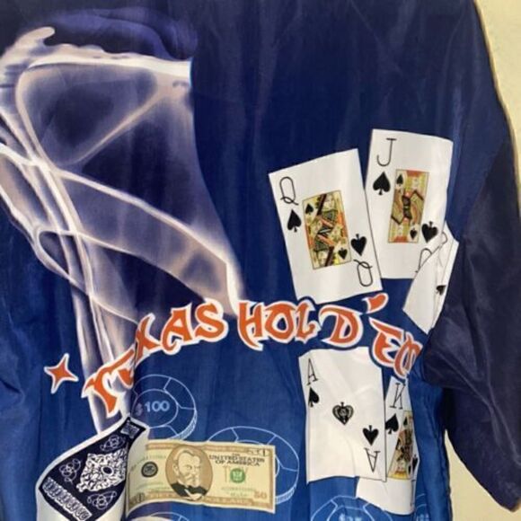 J/E/T STRTWR Texas Hold 'Em Casino Money Poker Size L Shirt S/S Button - Picture 9 of 12